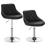 WOLTU 2er Set Verstellbarer Sitzhocker Stuhl Arbeitshocker Bürohocker Schminkhocker mit Rückenlehne aus Kunstleder und Metall höhenverstellbar drehbar Schwarz BH241sz-2