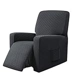 E EBETA Sessel-Überwürfe Sesselschoner, Stretchhusse für Relaxsessel Komplett, Schutzhülle aus elastischem Sessel Ohrensessel (Dunkelgrau)