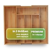 ZEN HOME Premium Bambus Besteckkasten für Schubladen, ausziehbar 29-48 x 34 x 5cm mit Anti-Rutsch Noppen, Besteck Organizer Schubladeneinsatz (1 Stück)