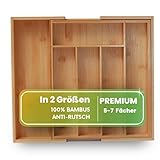 ZEN HOME Premium Bambus Besteckkasten für Schubladen, ausziehbar 29-48 x 34 x 5cm mit Anti-Rutsch Noppen, Besteck Organizer Schubladeneinsatz (1 Stück)