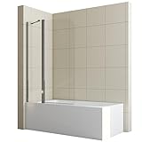 WOWINNE Duschwand für Badewanne 100x140cm Faltbar Duschwand 2-teilig Pendeltür Badewannenaufsatz Duschabtrennungnwand 6mm ESG Glas