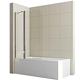 WOWINNE Duschwand für Badewanne 100x140cm Faltbar Duschwand 2-teilig Pendeltür Badewannenaufsatz Duschabtrennungnwand 6mm ESG Glas