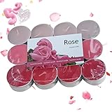 Teelichter | 12 rauchfreie Teelichter mit schöner Flamme | rauchfreie Teelichter mit Rose oder Lavendel Duft Teelichter rund für den Angxiong