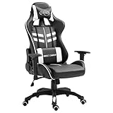 YUMENG Gaming-Stuhl, Bürostuhl, Gaming Chair, Gaming Sessel, Schreibtisch Stuhl, Drehsessel, Weiß Kunstleder