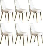POLOSU Mittelalterlicher Esszimmerstuhl Küche 6er-Set Beistellstuhl Aus Nappaleder Wohnzimmerstühle mit Vergoldeten Beinen Aus Gebürstetem Edelstahl