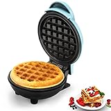 Punvot Mini Waffeleisen Rund, Waffeleisen für Herzwaffeln Runder Waffle Maker, Einzelwaffeln Waffeleisen mit Antihaftbeschichtung, Elektrischer Waffelautomat Edelstahl, Antihaft Waffelmaschine (Grün)