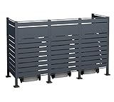 WESTMANN 3er Mülltonnenverkleidung Planum | Metall 240x80x120 cm Grau | Mülltonnen Sichtschutz & Mülltonnenbox für 3 Mülltonnen