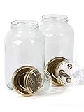 myFERMENTS Gläser mit Deckel - 4,25 l großes Fermentierglas zur Herstellung von Kombucha, Kimchi, Kefir - Flasche mit weiter Öffnung zum Einlegen, Fermentieren - (2 GLAS MIT 4,25 LITER)
