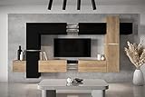 Furnitech AN91 New Modernes Wohnzimmer Wohnwand Wohnschrank Schrankwand Mediawand TV-Schrank Möbel (LED weiß, AN91NEW-21BS-M10 MATT)