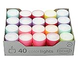 EDZARD 40 Teelichter Colorlights Summer (4 Stunden) in weiß aus Paraffin - Teelicht für Teelichter Glas, Nightlights Teelichter - Kerzen & Teelichter für Geburtstag, zu Festtagen & Sommernächte
