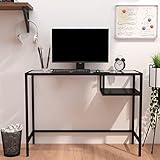 ZEYUAN Computertisch, Pc Tisch, Schreibtisch, Gaming Tisch, Arbeitstisch Büro, Büro Tisch, Pc Schreibtisch, Computer Tisch, Laptoptisch, Schwarz 100x36x74 cm Glas