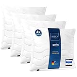 LILENO HOME Kopfkissen 80x80 cm [4er Set] HART mit 1.200g Kissen-Füllung - Bett oder Deko Kissen mit Reißverschluss zum Anpassen - Waschbar bis 95° - Sofa-Kissen & Zierkissen für Couch/Bett