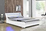 Polsterbett Bett 160x200cm Gästebett Jugendbett Luxus Bett Led Bett Designer Bett Lederbett Bett mit hohem Kopfteil Jugend Bett mit Beleuchtung Bettgestell mit Lattenrost Doppelbett Ehebett Luxusbett