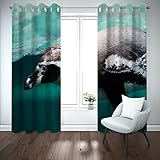 GOKSEL Gardinen Blickdicht Ösen Gardinen 2 Stück x 140 B x 245cm Tiere&Meerespinguine Blickdicht Kräuselband Gardinen Wohnzimmer Vorhang Verdunkelung
