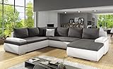 Kuechen-preisbombe Sofa Couch Ecksofa Eckcouch Wohnlandschaft Schlaffunktion Marcello XXL Weiß Grau