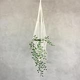 Oriental Galerie Makramee hängende Blumenampel Topfhalter Boho Deko für Innen und Außen Gewebter Blumentopf Weiß Halterung einfach 95 cm