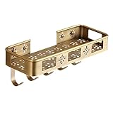 Wnota Duschablage Duschregal Metall-Badezimmer-Duschregal Für Aufhängen, Aufbewahrungsorganisator Mit Haken Und Körben Für Badezimmerregal Badezimmer Regal (Color : Gold, Size : 35 * 14 * 15cm)