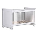 Stella Trading LAURA Sicheres Babybett mit 70 x 140 cm Liegefläche - Schönes Baby Gitterbett für einen geborgenen Schlaf in Kiefer massiv, weiß - 85 x 93 x 154 cm (B/H/T)