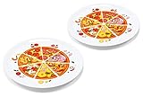 kamelshopping 2er Set Pizzateller aus Porzellan mit Aufdruck, ca. Ø 33 cm, verschiedene Designs (Pizzastücke)