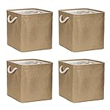 Aufbewahrungsbox Faltbox (4 Pack) 30x30x30 cm Stoff Korb Großer Aufbewahrungskorb Korb Aufbewahrung für Schrank Boxen Regal Körbe für Kallax für Kleidung Spielzeug Werkzeug Kleiderschrank (Khaki)