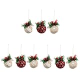 Artibetter 9 Stück Deko-Kegel Sackleinen-Kugeln Verpackte Deko-Ornamente Weihnachten Und Kegelförmige Kiefernbüffel-Verzierungen Bruchsicher Mit Ornament Grünform Party