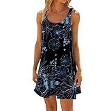 Damen Kleider, Trendy Drucken Cocktailkleid Damen Elegant Komfortabel Underwear Men Strandkleid Elegantes Kleid Damen Festlich Kawaii Clothes Dresses for Women Elegant Abschlusskleid Blue XXL