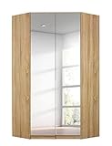 Rauch Möbel Alabama Eckschrank Schrank Kleiderschrank Eiche Sonoma mit Spiegel, 2-türig, Inklusive Zubehörpaket Basic, 1 Kleiderstange, 12 Einlegeböden, BxHxT 117x229x117 cm