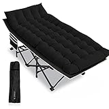 DRMOIS Camping Betten Feldbetten Klappbar, max Statische Belastbarkeit 260 kg Campingliege für Outdoor Camping Reisen Home Lounging Verwenden-Schwarz-mit Matratze