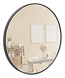 Terra Home Wandspiegel - Rund, 60x60 cm, Schwarz, Modern, Metallrahmen Spiegel - für Flur, Wohnzimmer, Bad oder Gaderobe