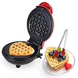 Mini Waffeleisen - Waffeleisen Herzform mit Edelstahl Silikon Clip, Kleiner Waffelmaker mit Antihaftbeschichtung, Mini-Waffeleisen Maker, Pancake Maker für Klassische Waffeln Kindergeburtstage Ostern