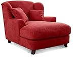 Cavadore XXL-Sessel Assado / Großer Polstersessel mit Holzfüßen und großer Sitzfläche / Inkl. 2 Zierkissen / 109 x 104 x 145 / Webstoff Rot