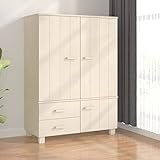 Tidyard Kleiderschrank mit Schublade & Fach Garderobenschrank Garderobe Schrank Dielenschrank Schlafzimmerschrank Massivholz Kiefer Honigbraun 99x45x137 cm