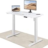 Desktronic Höhenverstellbarer Schreibtisch (120x60 cm) - Sitz- & Stehpult mit Ladebuchsen - Schreibtisch Höhenverstellbar Elektrisch Touchscreen & Stahlfüßen - Schreibtisch Höhenverstellbar