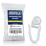 NEUFELD® 120 Gardinenröllchen für Innenlauf Schienen (inkl. 6 Feststeller) I Waschfeste Vorhangrollen I Gardinenhaken Gleiter [8mm Standardgröße] (120)