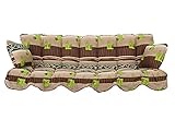 Dajar Patio Hollywoodschaukel Auflage 180 cm Kissen für Hollywoodschaukel Sitzbank Gartenmöbelauflage mit Seitenkissen braun grün