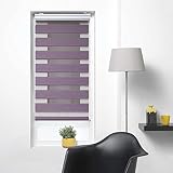 Tür Fenster Rollo Jalousette 70 x 160 cm Doppelter Stoff, durchscheinend Jalousien Rollo Plissee Montage-Teile inklusive für Fenster oder Tür, Badezimmer, Lila