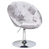 SVITA Havanna Premium Sessel Lounge Clubsessel Drehsessel Samt-Optik glänzend Retro Silber Bar-Stuhl Cocktailsessel