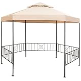 Outdoor Living – Rasen und Garten – Gartenzelt, Pavillon, Pavillon, sechseckig, beige, 323 x 265 cm