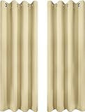 Utopia Bedding - Blickdichte Gardinen mit ösen 2er Set [117x183 cm,Beige] ür Fensterdekoration und maximale Verdunkelungsvorhang in Wohnräumen Schlafzimmern Büros und Kinderzimmern