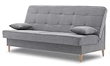 BETTSO -Sofa mit Schlaffunktion und Bettkasten, Couch für Wohnzimmer, Schlafsofa Federkern Sofagarnitur Polstersofa Wohnlandschaft mit Bettfunktion-(93x193x96cm TxBxH) Avanti (Hellgrau)