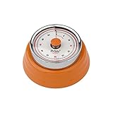 PLAZOTTA Küchentimer Mechanisch Edelstahl Retro Design Orange I Eieruhr Magnetisch Küchenuhr Analog I Küchenwecker Kurzzeituhr Kurzzeitwecker Küche Timer Kinder