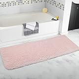 Badteppichmatte rutschfeste graue Badematten für Badewanne und Waschbecken - Flauschige, weiche, extrem saugfähige und maschinenwaschbare gestreifte Badteppiche für Badezimmer (Rosa, 50 x 150 cm)