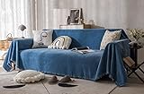 Homxi Überzug Sofa 3 Sitzer,Sofa Universal Bezug Einfarbig Überwurf für Sofa Chenille Sofa-Handtuch Dunkelblau Bezug Sofa 180x230CM