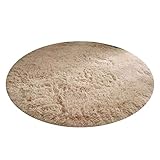 Runder Teppich 31,5 X 31,5 Zoll, Weiche Teppiche, Polyesterfaser-Bodenteppich, Nordischer Stil, Langer, Weicher Plüsch-Zottelteppich, Niedlicher Kinderzimmerteppich für Kinder, Mädchen,(Beige)