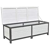 Melko Auflagenbox 46 x 140 x 52 cm Kissenbox Gartenbox mit klappbarem Deckel aus Holz Gartentruhe Holztruhe Auflagentruhe