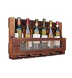 Wandregale für Wein, Holz, Lagerregale und Barreinigung, Loft, Eisen, Metall, Weinglas, Weinglas, Glas, Stielgläser, Weinregal, Tassen, Flaschenhalter, 70 x 12 cm Marriage