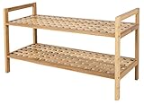 elbmöbel Schuhregal aus Bambus 40 x 68 x 28 cm Schuhschrank mit 2 Ablagen Schuhablage für 8 Paar Schuhe als Schuhständer und Schuhaufbewahrung aus Holz stabiles Regal, Natur
