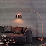 cagü Design Retro Lounge Bogenlampe LUXX Kupfer glänzend mit Kupferfuß 170-210cm Höhe verstellbar