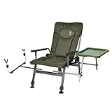 Carp Angelstuhl Campingstuhl F5R ST/P Stuhl Deluxe Karpfen Angler Campingstuhl mit extra Höhe und Tisch Angelrutenhalter