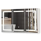 MIADOMODO® Spiegelschrank mit LED Beleuchtung - 2/3 Türig, mit Touchschalter, Steckdose, Dimmbar, Warmweiß/Neutral/Kaltweiß - Badschrank, Badezimmerschrank (Modell 1 (100 x 60 x 13 cm))